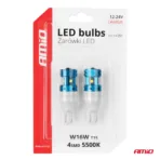 Amio - Λάμπες LED CANBUS T15 (W16W) 4SMD 1860XS Λευκή 6000K 12V/24V για Φώτα Όπισθεν, Πινακίδας & Χώρου Αποσκευών - 2τεμ. (04251/AM) - Image 5