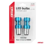 Amio - Λάμπες LED Αυτοκινήτου LED CANBUS 1157 BAY15D P21/5W 4SMD 1860 6000K Λευκή – Universal 12V/24V - 2 Τεμ. (04253/AM) - Image 5