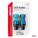 Amio - Λάμπες LED CANBUS T20 7440 W21W 4SMD 1860 Λευκή 6000K – 12/24V - 2 Τεμ. (04254/AM) - Image 5