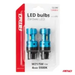 Amio - Λάμπες LED CANBUS T20 7443 W21/5W 4SMD 1860 Λευκή 6000K  – 12/24V - 2 Τεμ. (04255/AM) - Image 5