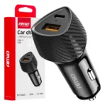 Amio - ΦΟΡΤΙΣΤΗΣ ΑΝΑΠΤΗΡΑ ΜΕ 2 ΘΥΡΕΣ USB-A QUICK CHARGE+USB-C 38W ΜΑΥΡΟ - 1 Τεμ. (04283/AM)