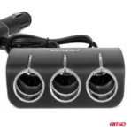Amio - ΑΝΤΑΠΤΟΡΑΣ ΑΝΑΠΤΗΡΑ 12/24V 120W ΜΑΥΡΟΣ/3 ΘΕΣΕΙΣ/1xUSB-A/ΜΕ ΥΠΟΔΟΧΗ ΑΝΑΠΤΗΡΑ ΑΥΤΟΚΙΝΗΤΟΥ/ΚΑΛΩΔΙΟ 80cm - 1 Τεμ. (04360/AM) - Image 4