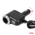 Amio - ΑΝΤΑΠΤΟΡΑΣ ΑΝΑΠΤΗΡΑ 12/24V 120W ΜΑΥΡΟΣ/3 ΘΕΣΕΙΣ/1xUSB-A/ΜΕ ΥΠΟΔΟΧΗ ΑΝΑΠΤΗΡΑ ΑΥΤΟΚΙΝΗΤΟΥ/ΚΑΛΩΔΙΟ 80cm - 1 Τεμ. (04360/AM) - Image 5