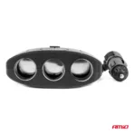 Amio - ΑΝΤΑΠΤΟΡΑΣ ΑΝΑΠΤΗΡΑ 12/24V 100W ΜΑΥΡΟΣ/3 ΘΕΣΕΙΣ/2xUSB-A /ΚΟΥΜΠΙ ON-OFF/ΚΑΛΩΔΙΟ 70cm - 1 Τεμ. (04362/AM) - Image 4
