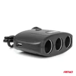 Amio - ΑΝΤΑΠΤΟΡΑΣ ΑΝΑΠΤΗΡΑ 12/24V 100W ΜΑΥΡΟΣ/3 ΘΕΣΕΙΣ/2xUSB-A /ΚΟΥΜΠΙ ON-OFF/ΚΑΛΩΔΙΟ 70cm - 1 Τεμ. (04362/AM) - Image 6