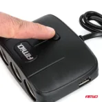 Amio - ΑΝΤΑΠΤΟΡΑΣ ΑΝΑΠΤΗΡΑ 12/24V 100W ΜΑΥΡΟΣ/3 ΘΕΣΕΙΣ/2xUSB-A /ΚΟΥΜΠΙ ON-OFF/ΚΑΛΩΔΙΟ 70cm - 1 Τεμ. (04362/AM) - Image 7