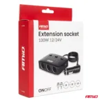 Amio - ΑΝΤΑΠΤΟΡΑΣ ΑΝΑΠΤΗΡΑ 12/24V 100W ΜΑΥΡΟΣ/3 ΘΕΣΕΙΣ/2xUSB-A /ΚΟΥΜΠΙ ON-OFF/ΕΝΔΕΙΞΗ LED/ΚΑΛΩΔΙΟ 70cm - 1 Τεμ. (04363/AM) - Image 7