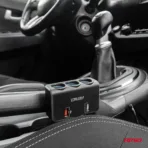 Amio - ΑΝΤΑΠΤΟΡΑΣ ΑΝΑΠΤΗΡΑ 12/24V 120W ΨΗΦΙΑΚΟΣ ΜΑΥΡΟΣ/3 ΘΕΣΕΙΣ/2xUSB-A QC 3.0 ΜΕ ΚΑΛΩΔΙΟ 80cm - 1 Τεμ. (04364/AM) - Image 2
