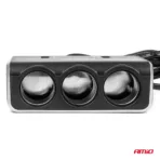 Amio - ΑΝΤΑΠΤΟΡΑΣ ΑΝΑΠΤΗΡΑ 12/24V 120W ΨΗΦΙΑΚΟΣ ΜΑΥΡΟΣ/3 ΘΕΣΕΙΣ/2xUSB-A QC 3.0 ΜΕ ΚΑΛΩΔΙΟ 80cm - 1 Τεμ. (04364/AM) - Image 4