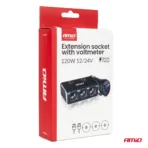 Amio - ΑΝΤΑΠΤΟΡΑΣ ΑΝΑΠΤΗΡΑ 12/24V 120W ΨΗΦΙΑΚΟΣ ΜΑΥΡΟΣ/3 ΘΕΣΕΙΣ/2xUSB-A QC 3.0 ΜΕ ΚΑΛΩΔΙΟ 80cm - 1 Τεμ. (04364/AM) - Image 8
