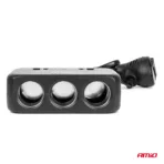 Amio - ΑΝΤΑΠΤΟΡΑΣ ΑΝΑΠΤΗΡΑ 12/24V 120W ΨΗΦΙΑΚΟΣ ΜΑΥΡΟΣ/3 ΘΕΣΕΙΣ/2xUSB-A + 1xUSB-C QC 4.0 ΜΕ ΚΑΛΩΔΙΟ 80cm - 1 Τεμ. (04366/AM) - Image 4