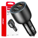 Amio - ΦΟΡΤΙΣΤΗΣ ΑΝΑΠΤΗΡΑ 12/24V ΜΕ 3 ΘΥΡΕΣ 2xUSB-C/1xUSB-A 95W 5V/3A ΤΑΧΕΙΑΣ ΦΟΡΤΙΣΗΣ ΑΛΟΥΜΙΝΙΟ/ΜΑΥΡΟΣ - 1 Τεμ. (04371/AM)