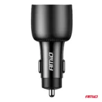 Amio - ΦΟΡΤΙΣΤΗΣ ΑΝΑΠΤΗΡΑ 12/24V ΜΕ 3 ΘΥΡΕΣ 2xUSB-C/1xUSB-A 95W 5V/3A ΤΑΧΕΙΑΣ ΦΟΡΤΙΣΗΣ ΑΛΟΥΜΙΝΙΟ/ΜΑΥΡΟΣ - 1 Τεμ. (04371/AM) - Image 4