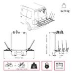 Menabo - Βάση Ποδηλάτου Shadow για 3 Ποδήλατα ή Fat Bikes με Quick Lock System για VW Caddy 2.0 (2021>) Van / SUV με Ασφαλή Μεταφορά Φορτίου - 1 Σετ (12950/MB) - Image 4