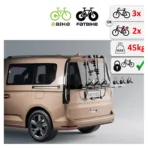 Menabo - Βάση Ποδηλάτου Shadow για 3 Ποδήλατα ή Fat Bikes με Quick Lock System για VW Caddy 2.0 (2021>) Van / SUV με Ασφαλή Μεταφορά Φορτίου - 1 Σετ (12950/MB) - Image 5