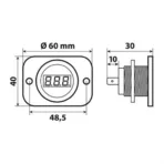 ΒΟΛΤΟΜΕΤΡΟ ΨΗΦΙΑΚΟ ΣΕ ΠΡΙΖΑ EXT-9 6-30V LED 60x48,5x40mm - Image 2