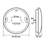 ΦΩΣ ΦΟΡΤΗΓΟΥ ΠΙΣΩ 12/24V 14LED ΔΙΑΦΑΝΟ ΣΤΡΟΓΓΥΛΟ 140mm 1ΤΕΜ. - Image 3