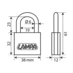 ΛΟΥΚΕΤΟ 40mm STANDARD ΜΕ 3 ΚΛΕΙΔΙΑ - Image 2