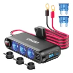 Amio - ΒΟΛΤΟΜΕΤΡΟ 12/24V 300W ΜΕ ΚΑΛΩΔΙΟ ΓΙΑ ΜΠΑΤΑΡΙΑ - ΠΡΟΕΚΤΑΣΗ ΜΕ 3 ΥΠΟΔΟΧΕΣ ΦΙΣ ΑΝΑΠΤΗΡΑ+3xUSB-C+USB-C - 1 Τεμ. (03782/AM)