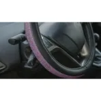 ΚΑΛΥΜΜΑ ΤΙΜΟΝΙΟΥ DIAMONDS PINK (Μ) 37/39cm ΣΥΝΘΕΤΙΚΟ ΔΕΡΜΑ SKEENTEX ΜΑΥΡΟ/POZ LAMPA  - 1 ΤΕΜ. - Image 3