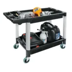 ΤΡΟΛΕΙ ΕΡΓΑΛΕΙΩΝ (TROLLEY) 2 ΕΠΙΠΕΔΩΝ ΜΕ 4 ΡΟΔΕΣ ΠΛΑΣΤΙΚΟ(PP)/ ΑΛΟΥΜΙΝΙΟ ΓΙΑ ΑΠΟΘΗΚΕΥΣΗ ΚΑΙ ΜΕΤΑΦΟΡΑ - Image 5