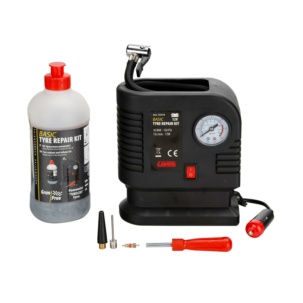 ΚΟΜΠΡΕΣΕΡ ΑΕΡΑ BASIC TYRE REPAIR KIT ΜΕ ΥΓΡΟ ΕΠΙΣΚΕΥΗΣ ΕΛΑΣΤΙΚΩΝ 500ml ΜΕ ΜΑΝΟΜΕΤΡΟ 12V 300cmΚΑΛΩΔΙΟ LAMPA - 1 Tεμ. ΚΟΜΠΡΕΣΕΡ ΑΕΡΑ BASIC TYRE REPAIR KIT ΜΕ ΥΓΡΟ ΕΠΙΣΚΕΥΗΣ ΕΛΑΣΤΙΚΩΝ 500ml ΜΕ ΜΑΝΟΜΕΤΡΟ 12V 300cmΚΑΛΩΔΙΟ LAMPA - 1 Tεμ. - Image 1